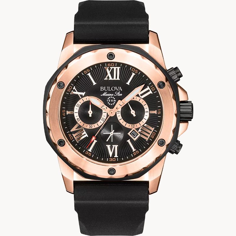 Bulova men's 96b104 2025 strap silver dial watch